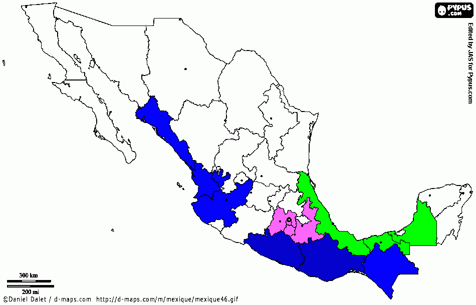 Mapa de Danzas capturadas por Margarida para colorear