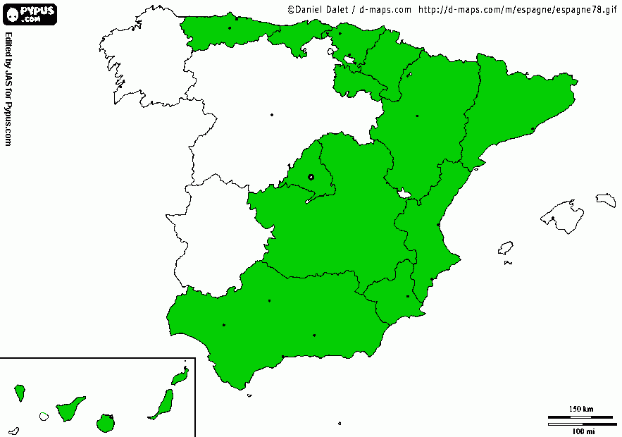 mapa de España LCCR para colorear