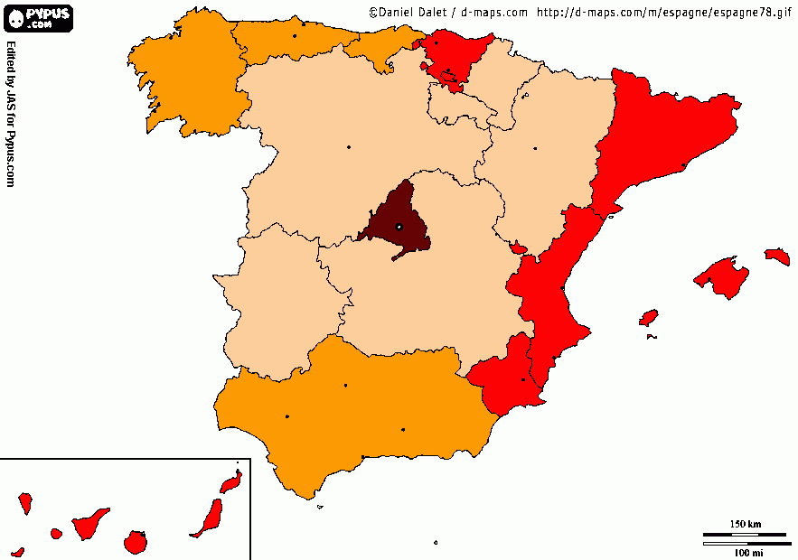 Mapa de España para colorear