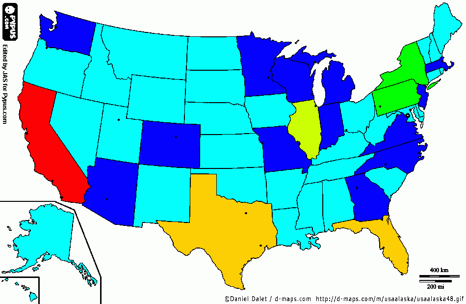 Mapa de EUA para colorear