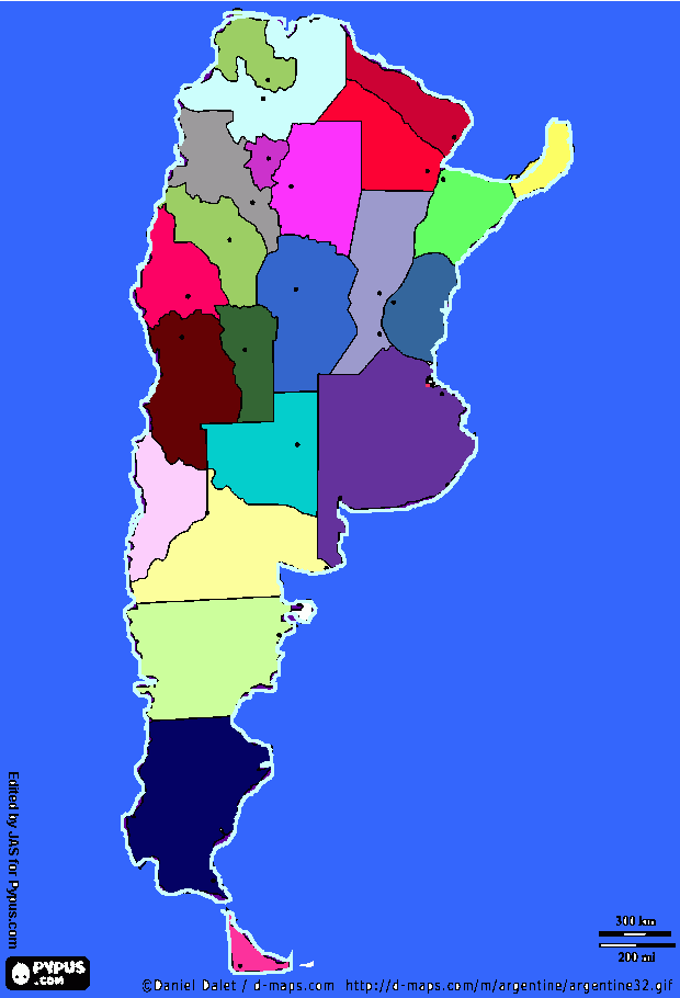 Mapa de la Argentina para colorear