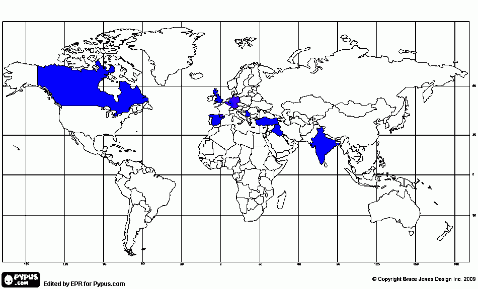 Mapa de la monarquia parlamentaria para colorear