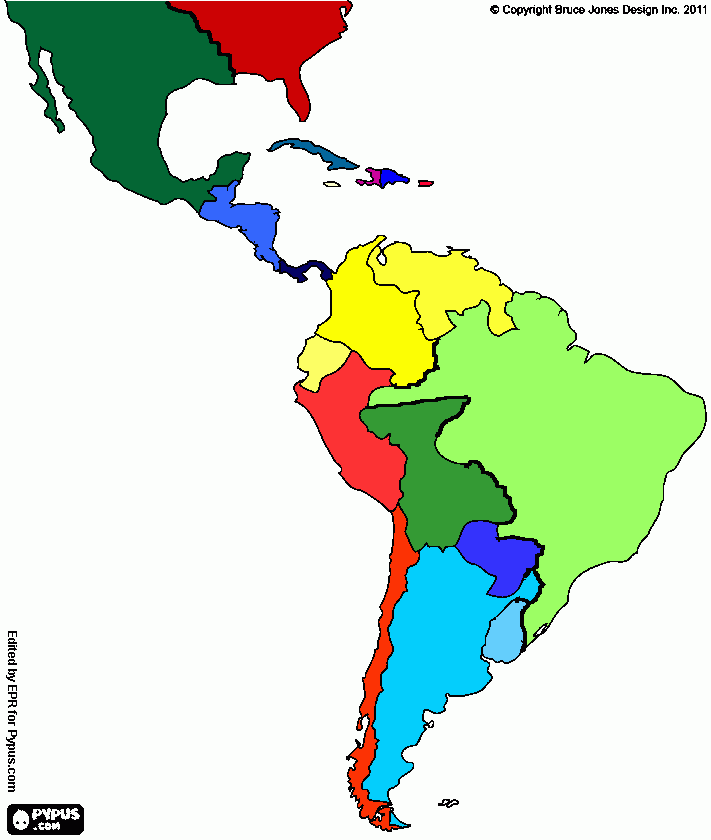 mapa de latam para colorear