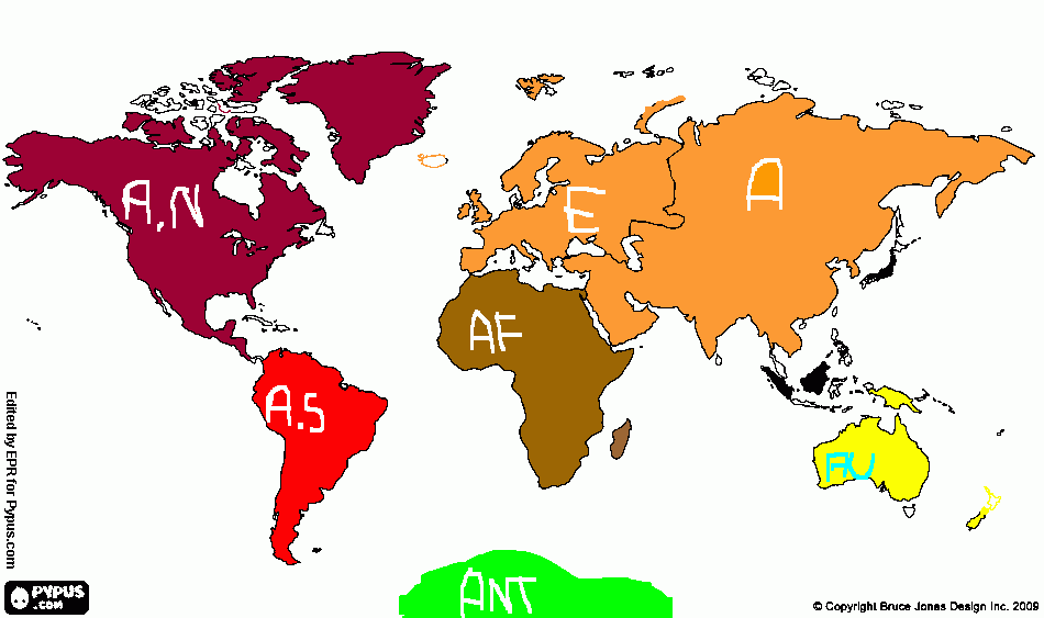 MAPA DE LOS CONTINENTES. Social Science. para colorear