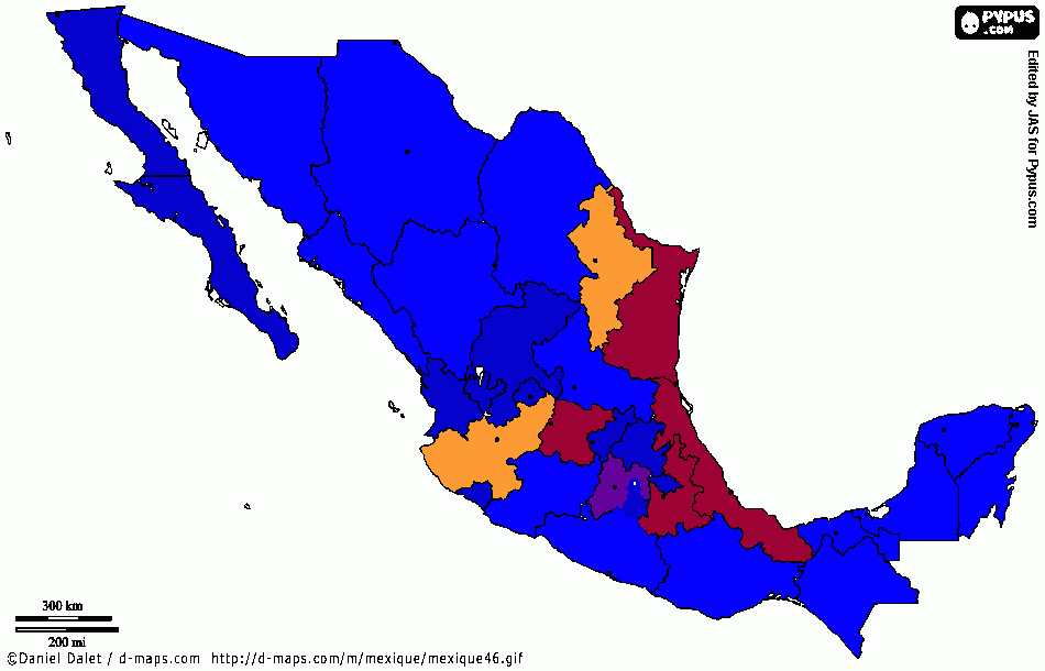 mapa de mexico mate para colorear