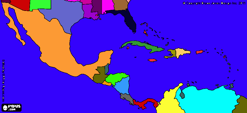 Mapa de Mexico y Centroamerica para colorear