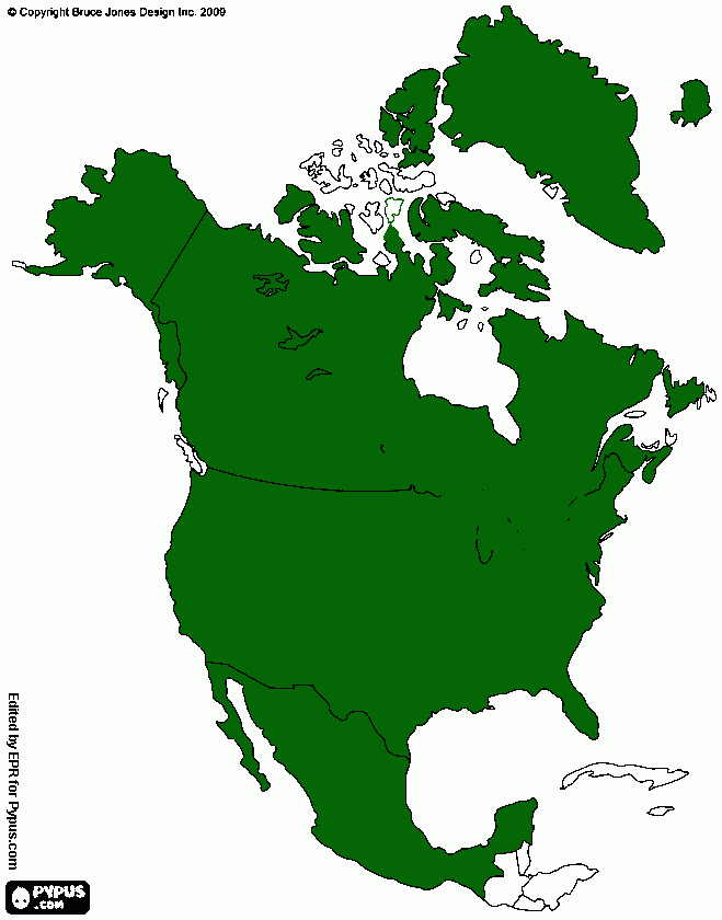 MAPA DE NORTE AMERICA para colorear