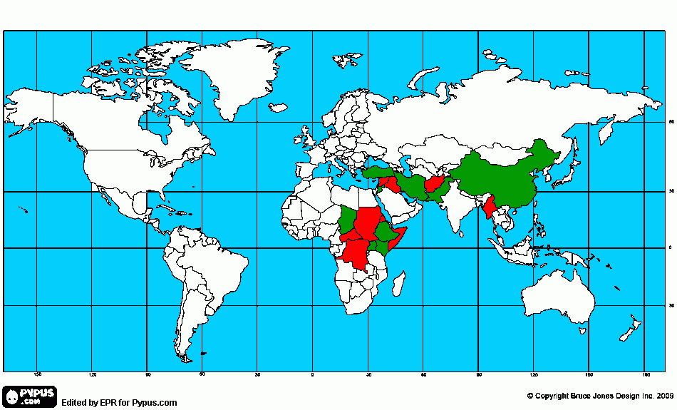 mapa de planisferio para colorear