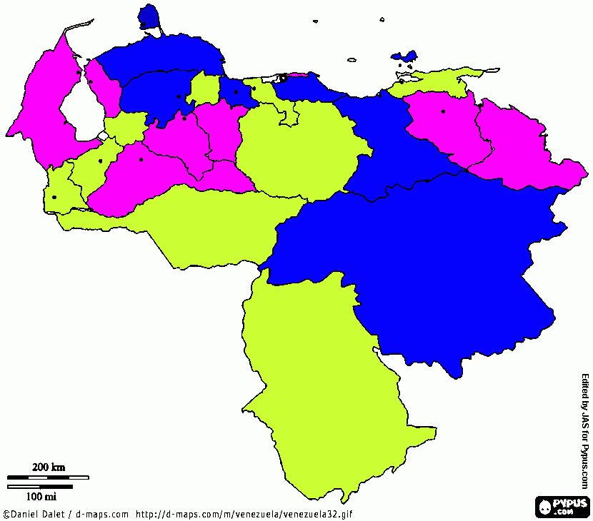 mapa de venezuela para colorear