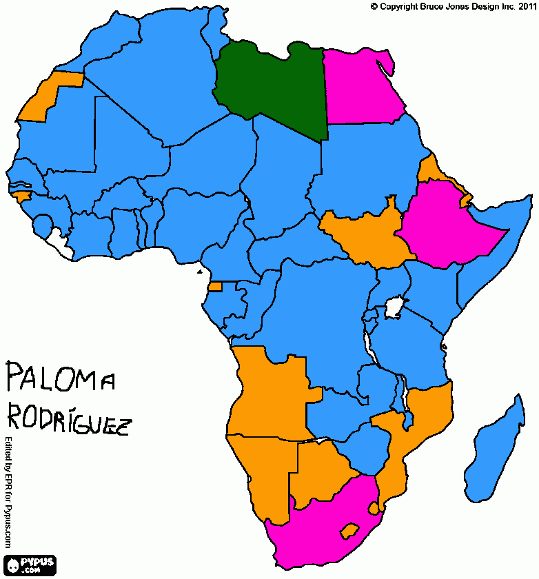 Mapa descolonización de África para colorear