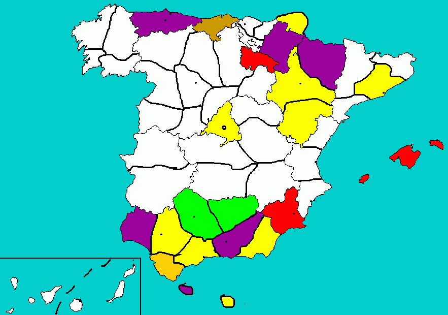 Mapa Diputaciones Renovado para colorear