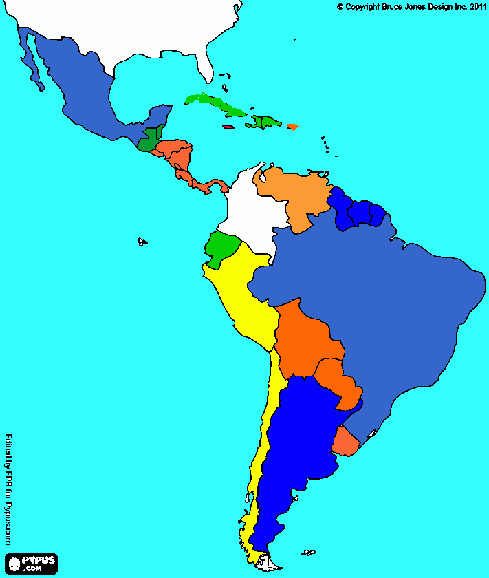 Mapa distancias de colombia para colorear