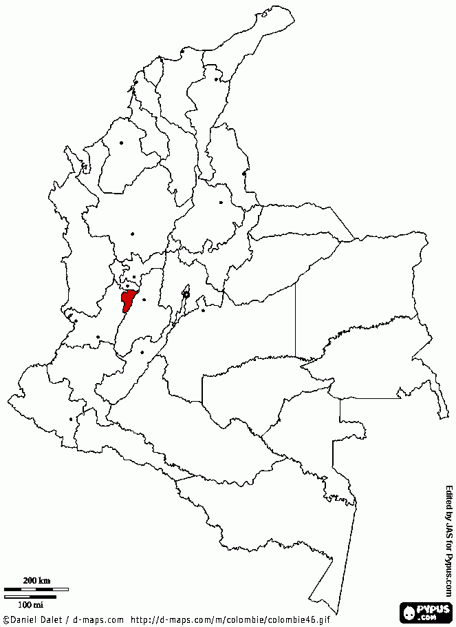 mapa el quindio para colorear