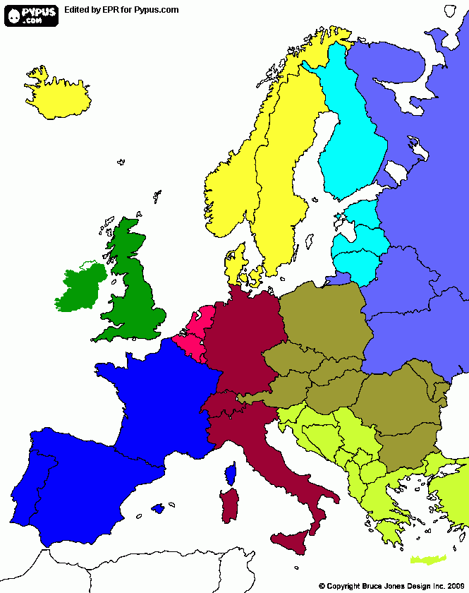 Mapa EU con asignaciones para colorear