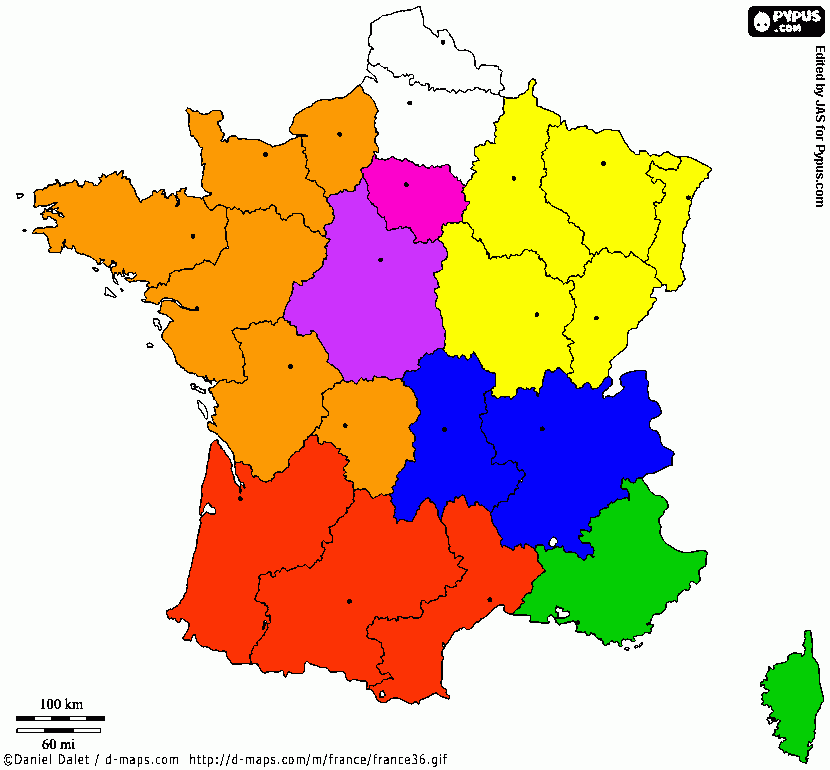 Mapa Francia Agentes - mayo 2018 para colorear