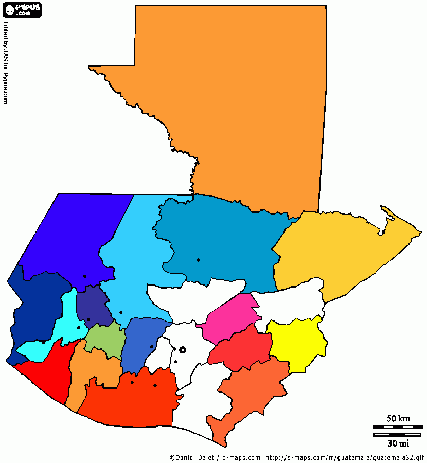 mapa guate para colorear