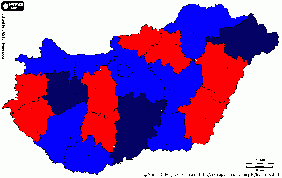 MAPA HUNGRÍA para colorear