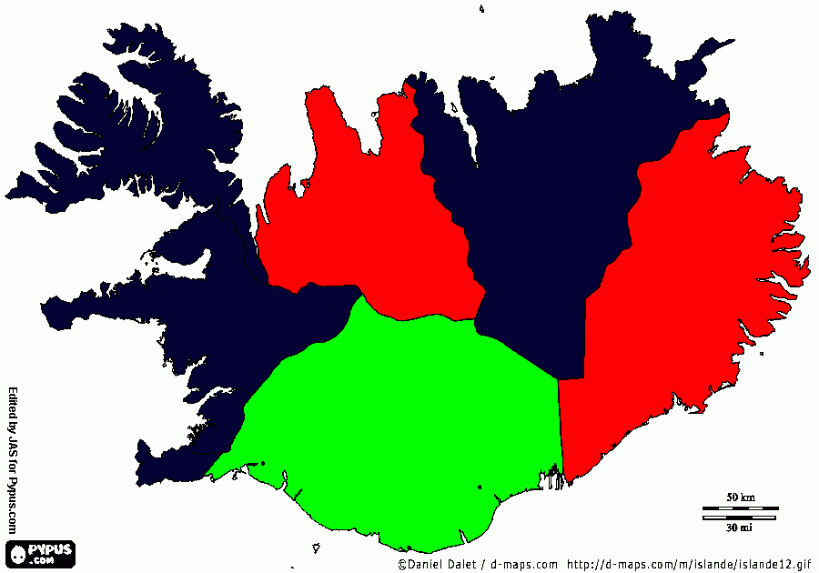 MAPA ISLANDIA para colorear