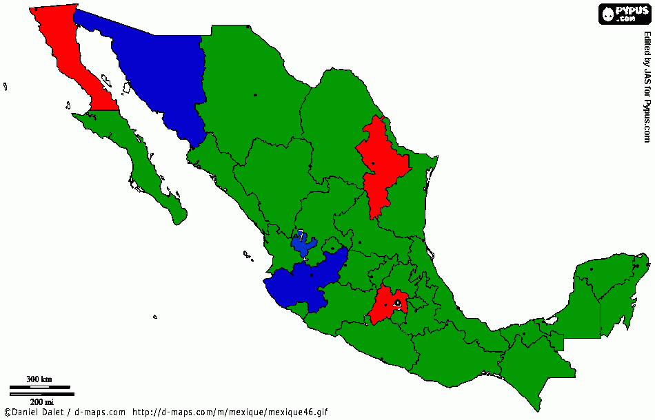 mapa mexico 4 para colorear