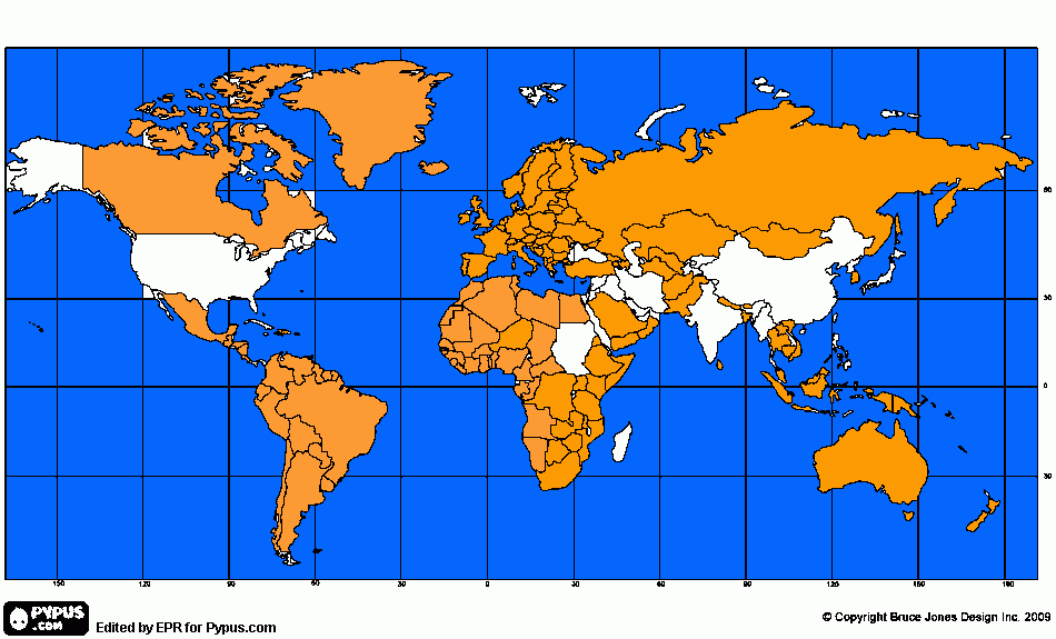 Mapa Mundia deezer para colorear