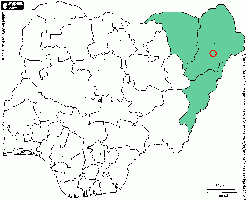 mapa nigeria boko haram para colorear