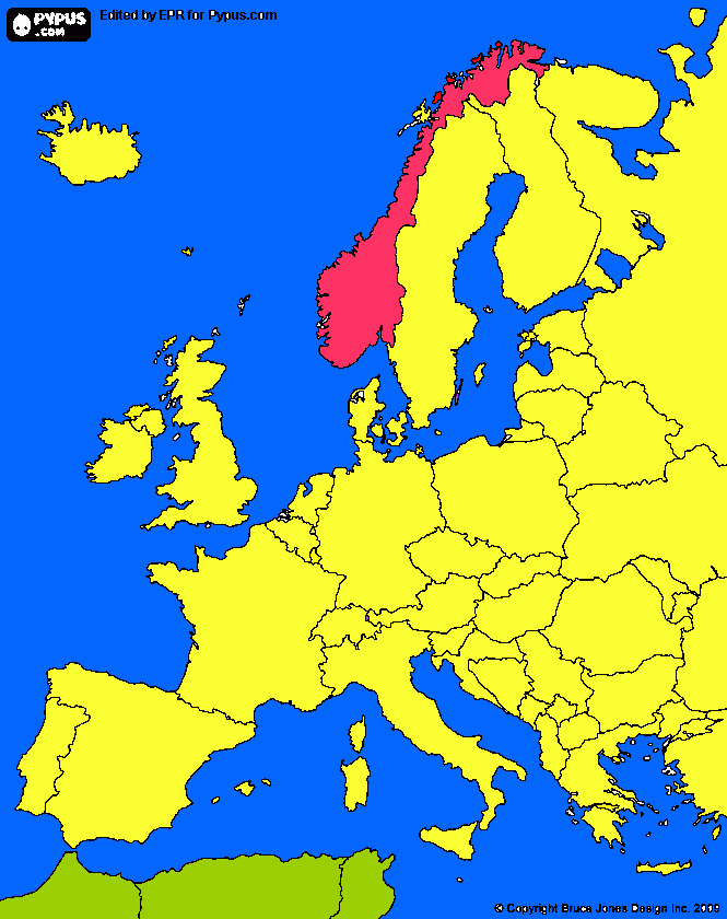 MAPA NORUEGA para colorear