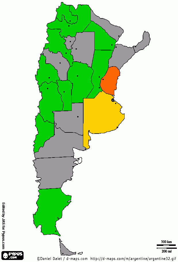 Mapa para presentacion Argentina para colorear