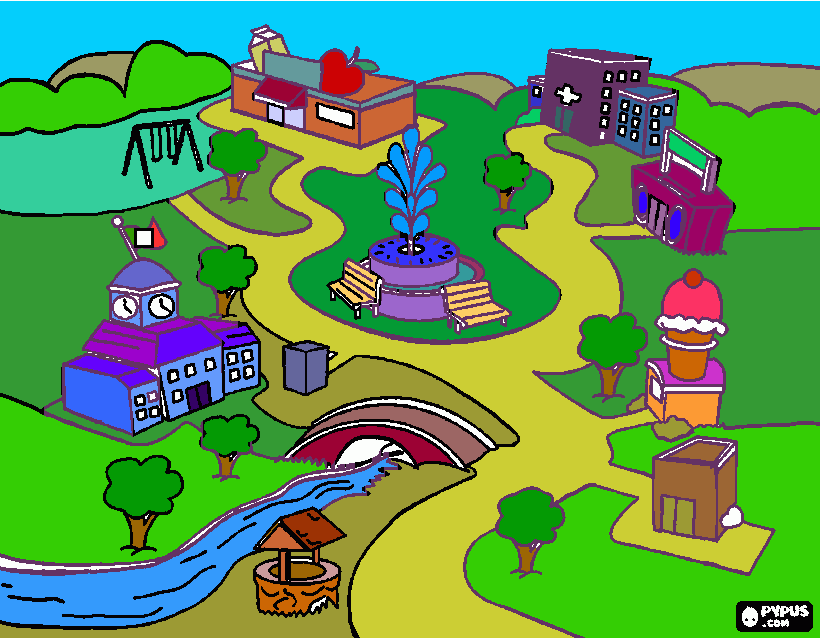 mapa parque para colorear