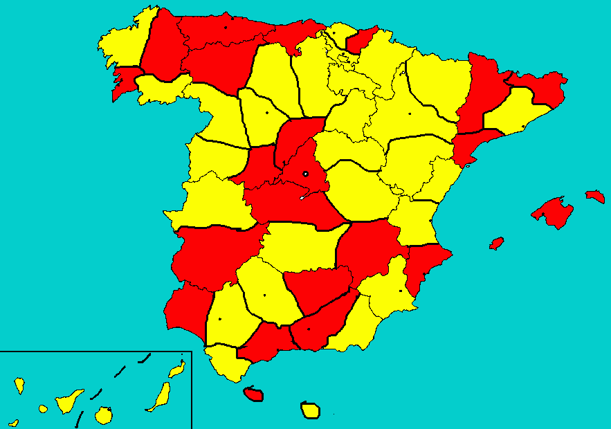 Mapa Provincial de España (Juego) para colorear