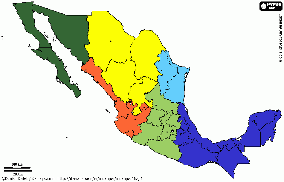 mapa regiones ARACE para colorear