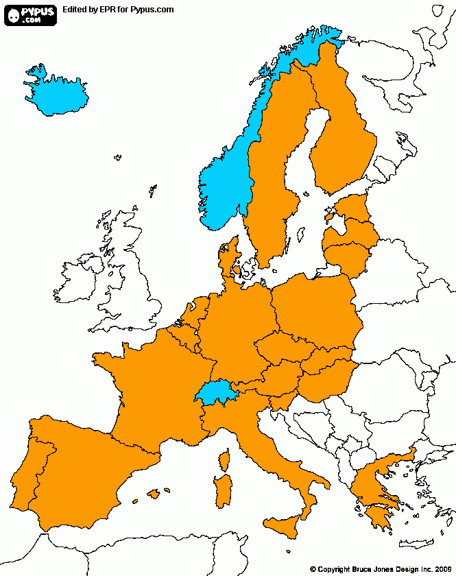 MAPA SHENGEN para colorear