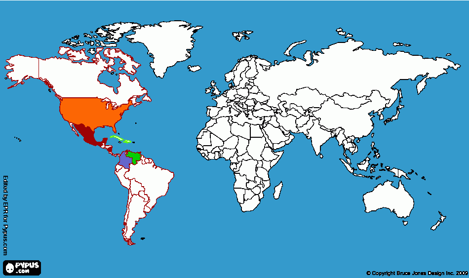 mapa sitios viajados para colorear