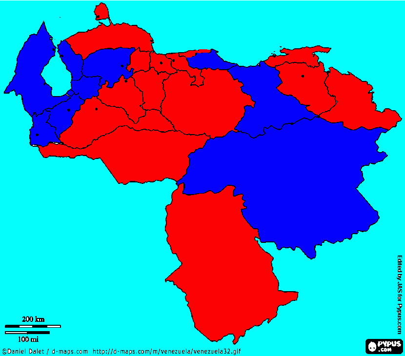 MAPA VENEZUELA para colorear