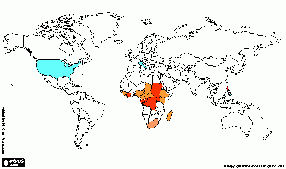 Mapmundi ebola para colorear