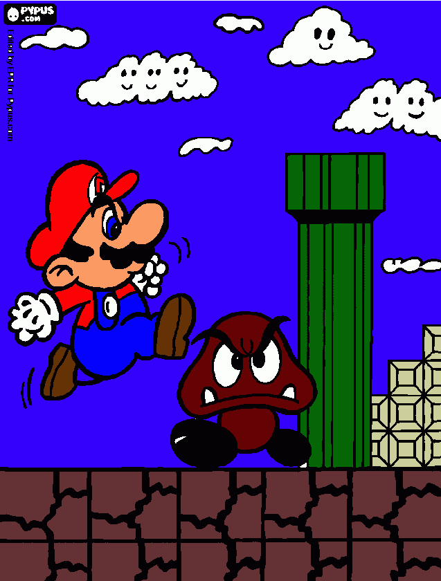 Mario Bros coloreado por mi adoración para colorear