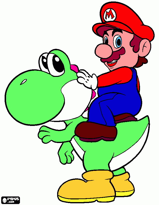 mario bros y yoshi  =) para colorear