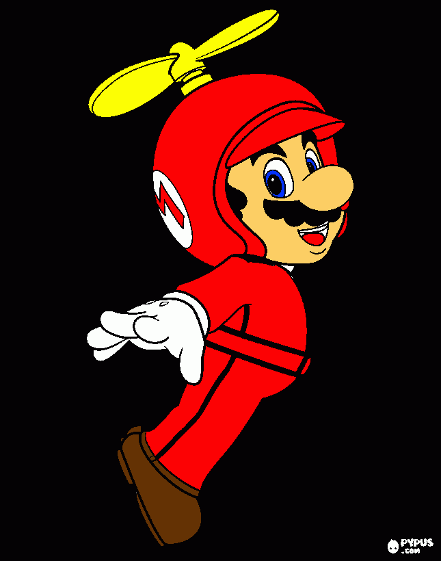 mario elicoptero para colorear