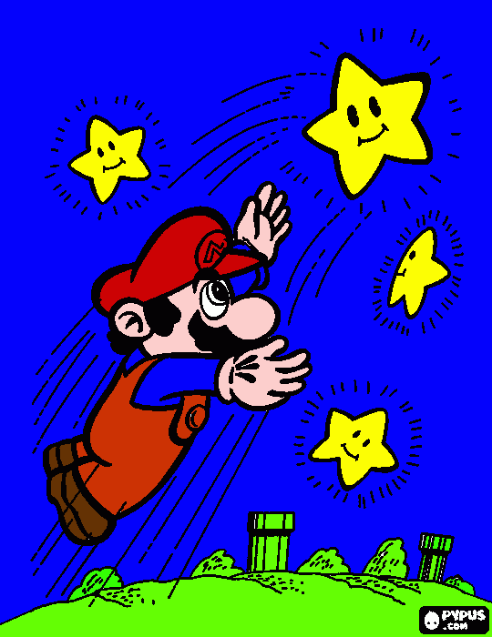 mario estrellado para colorear