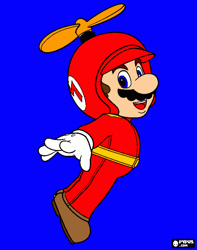 mario helicoptero para colorear