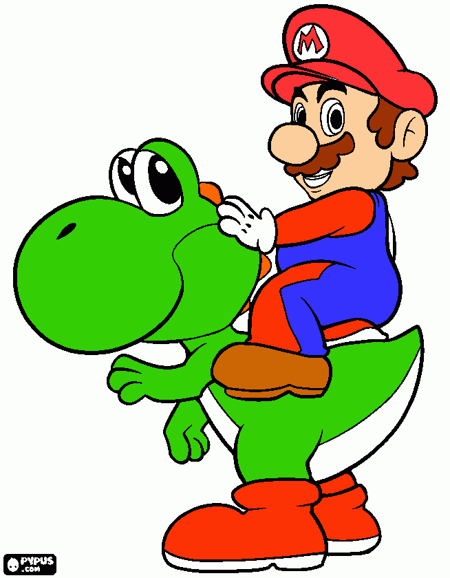 mario i yoshi para colorear