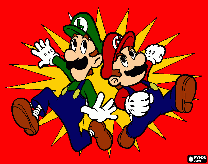 mario y luigi, hermanos inseparables para colorear