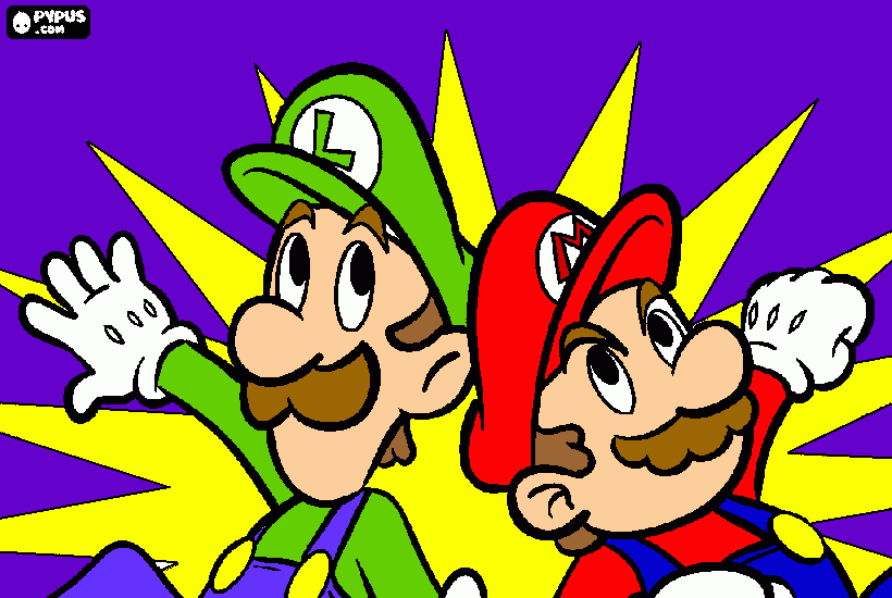 mario y luigy para colorear