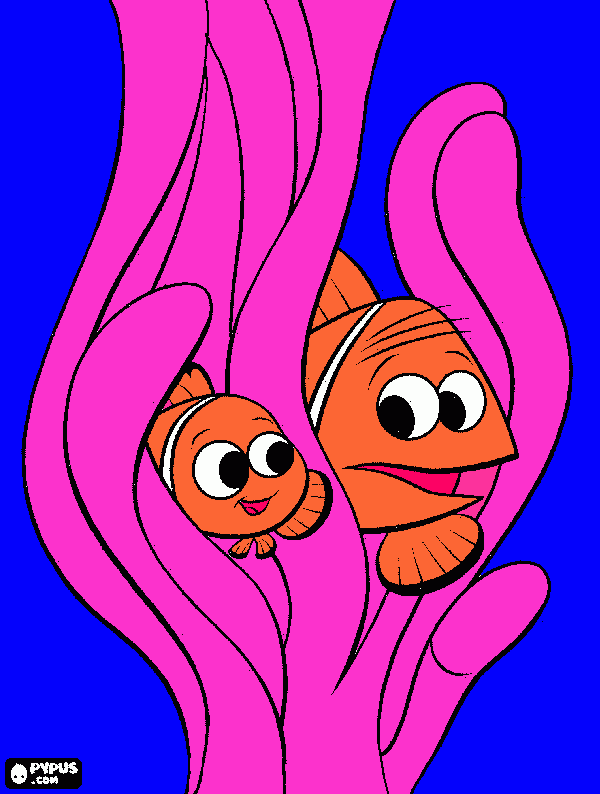 marlin y nemo en la anemona para colorear