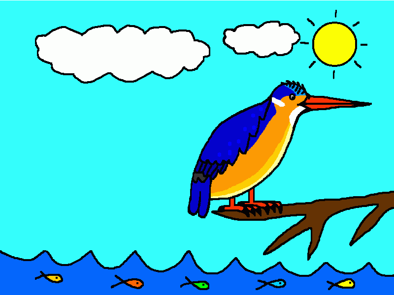 martín pescador malaquita para colorear