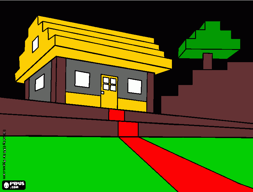 mi casita en minecraft para colorear