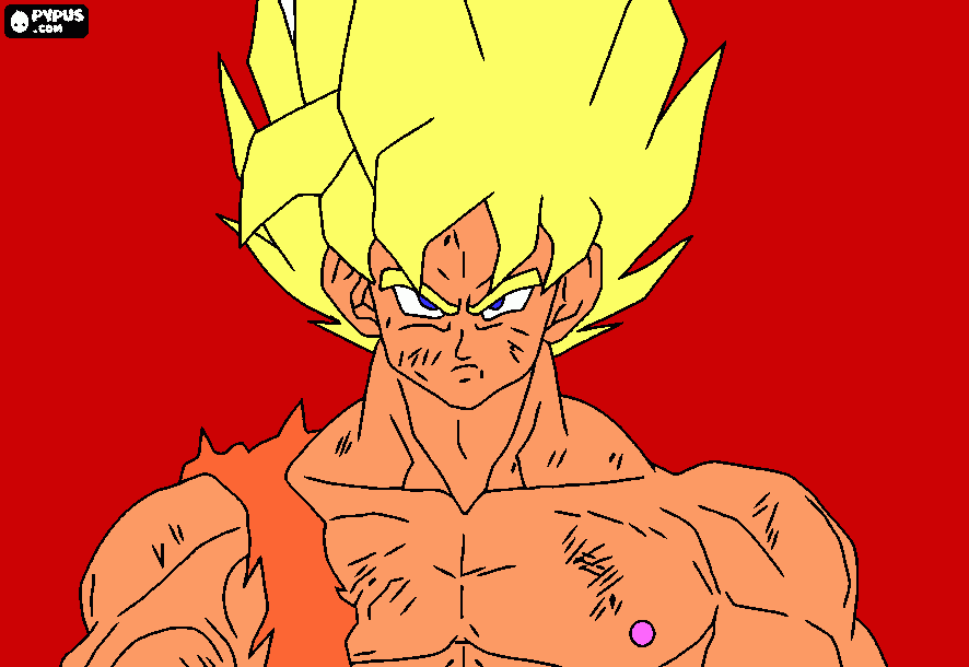 Mi dibujo de goku super sajajin 1 hecho por roman vera para colorear