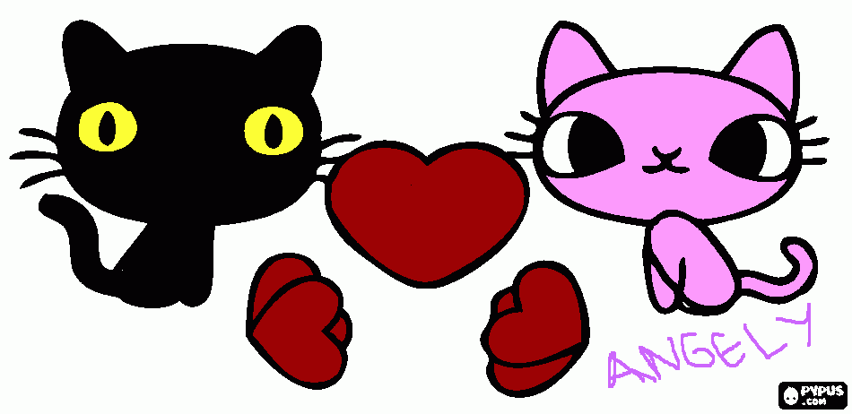 mi gatos enamorados para colorear