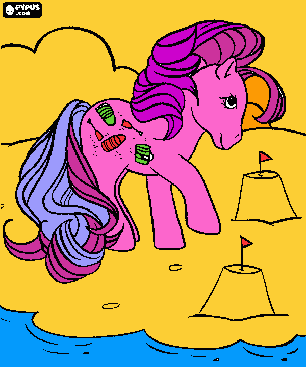 mi pony en la playa  para colorear