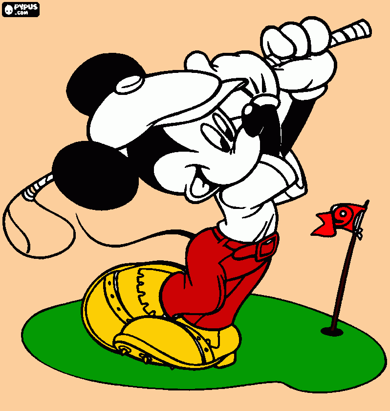 mickey jugando veisbol para colorear