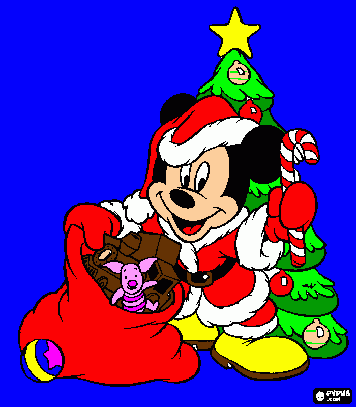 mickey navidad para colorear